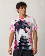 Biała Koszulka Japonia Sakura Dragon
