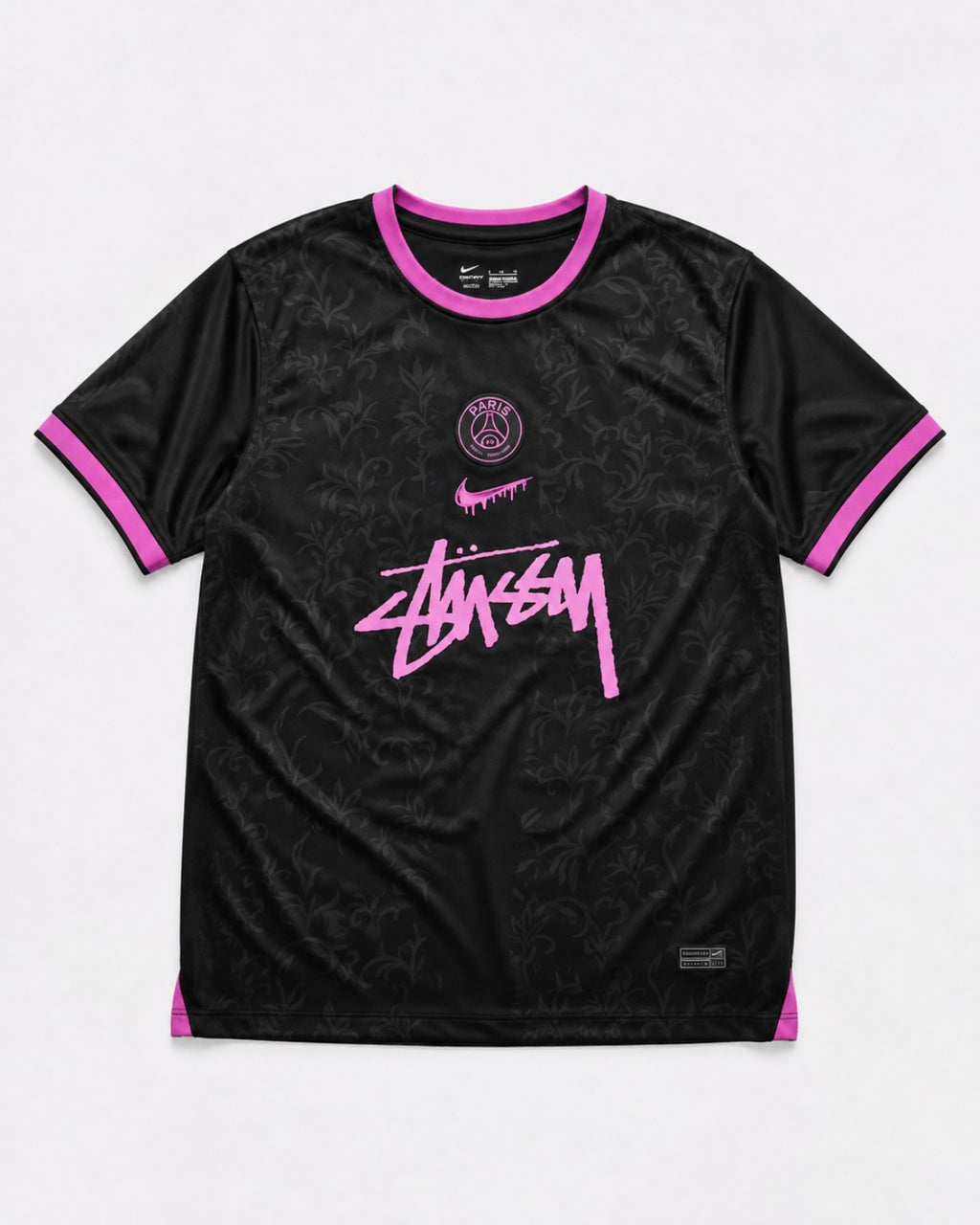 PSG x Stüssy T-Shirt Schwarz Pink