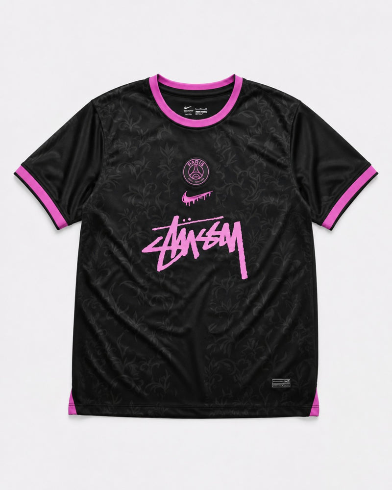 PSG x Stüssy T-Shirt Schwarz Pink