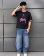 PSG x Stüssy T-Shirt Schwarz Pink