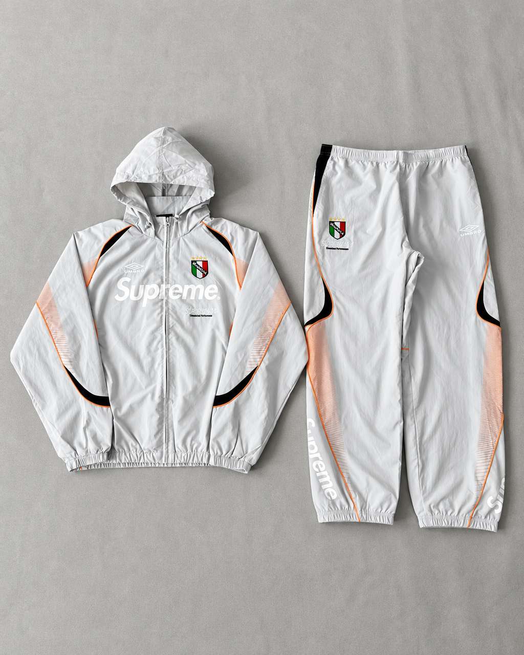 Biały Komplet Ortalionowy Supreme x Umbro Retro Football