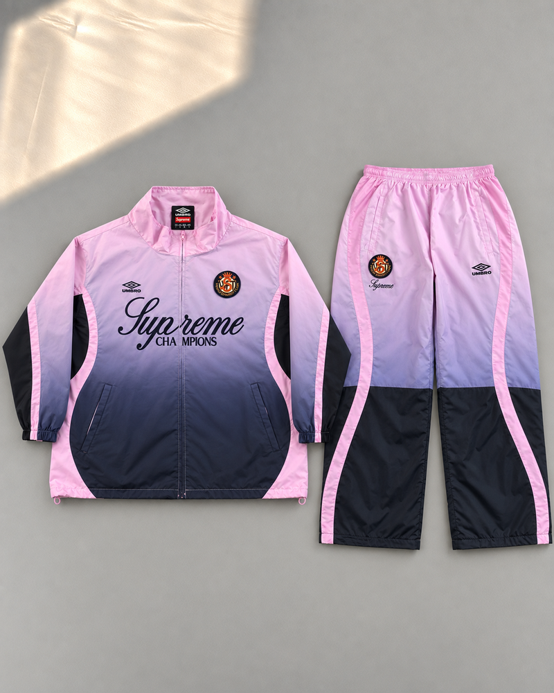 Różowy Komplet Ortalionowy Supreme x Umbro Gradient