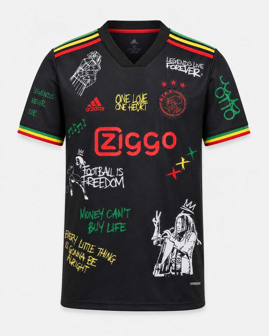 Czarna Koszulka Ajax x Bob Marley