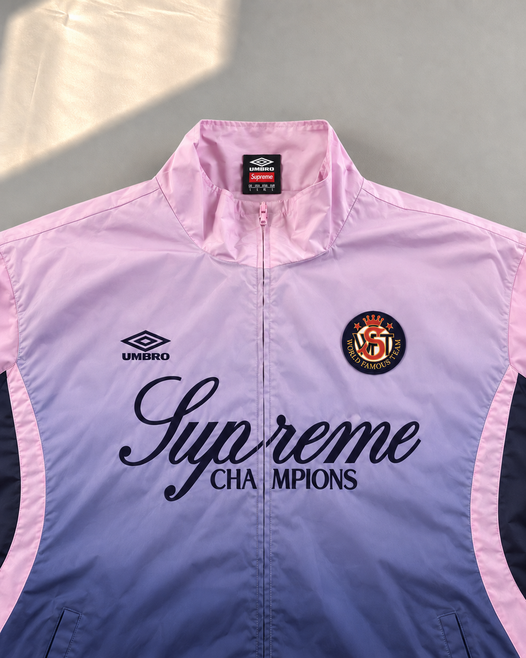 Różowy Komplet Ortalionowy Supreme x Umbro Gradient