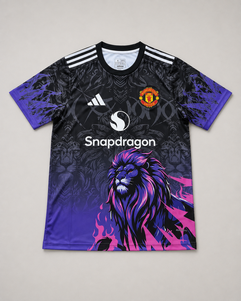 Czarna Koszulka Manchester United Purple Lion