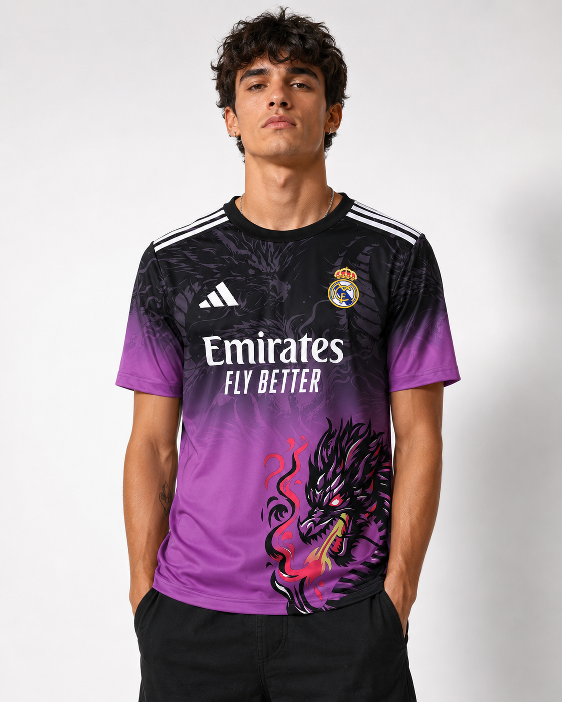 Violettes Real Madrid x Drache T-Shirt – Sonderedition