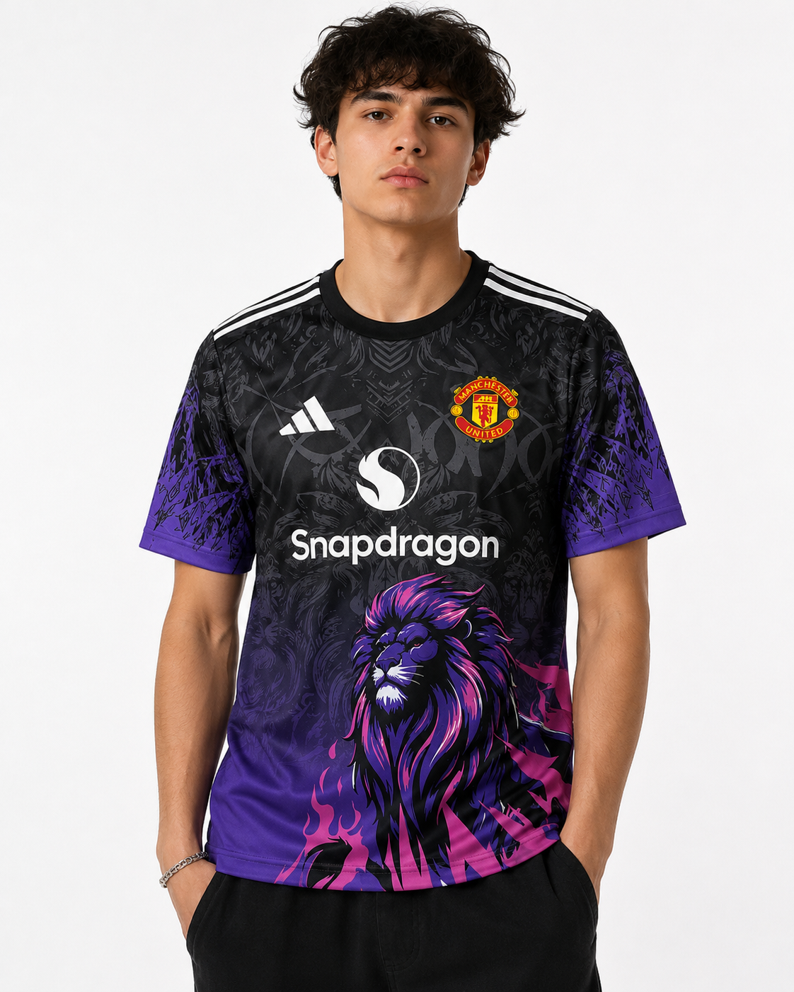 Czarna Koszulka Manchester United Purple Lion