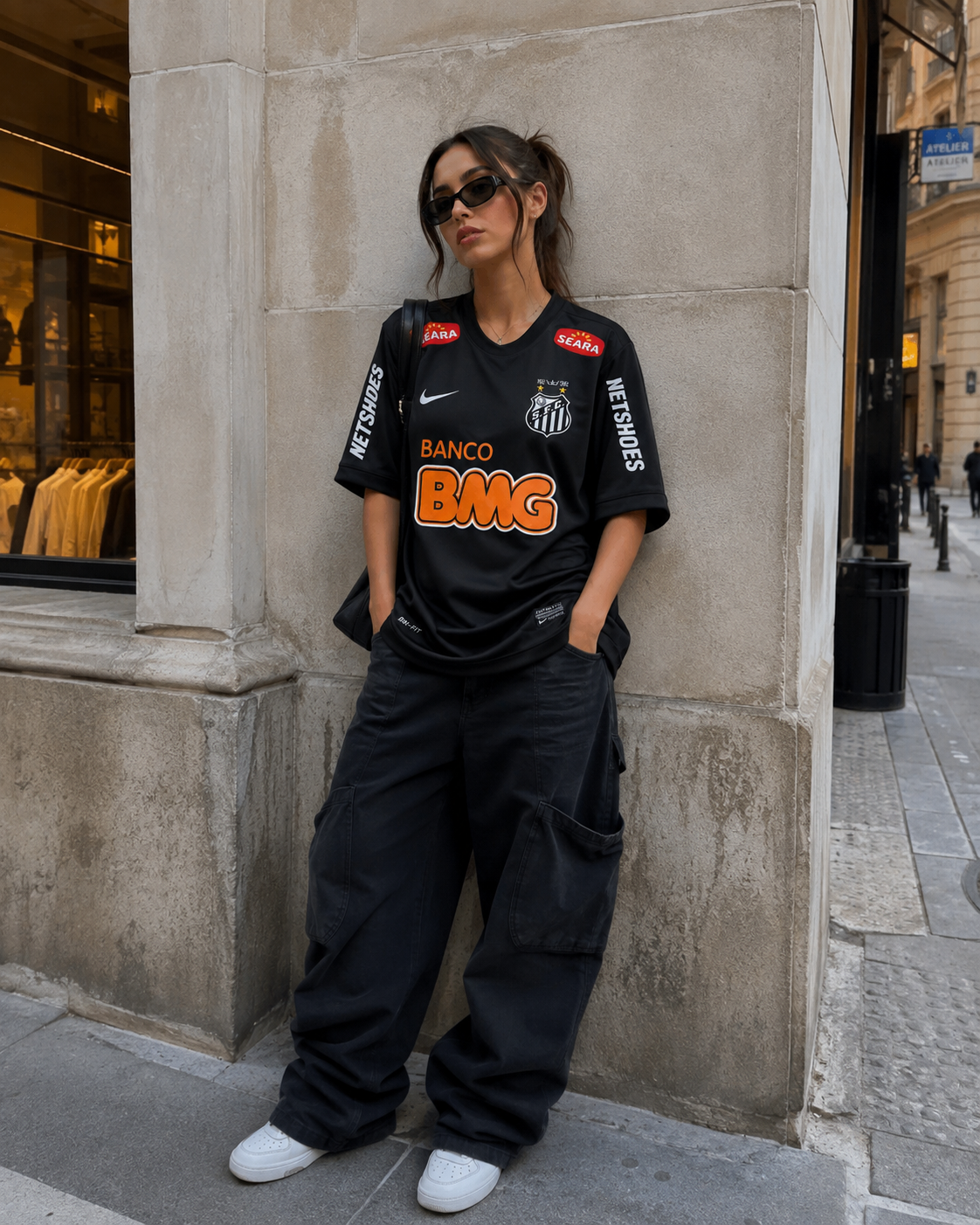 Santos Neymar Jr 11 Retro Trikot Schwarz Legendäre Ära