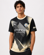 Czarna Koszulka Manchester City Geometric Gold