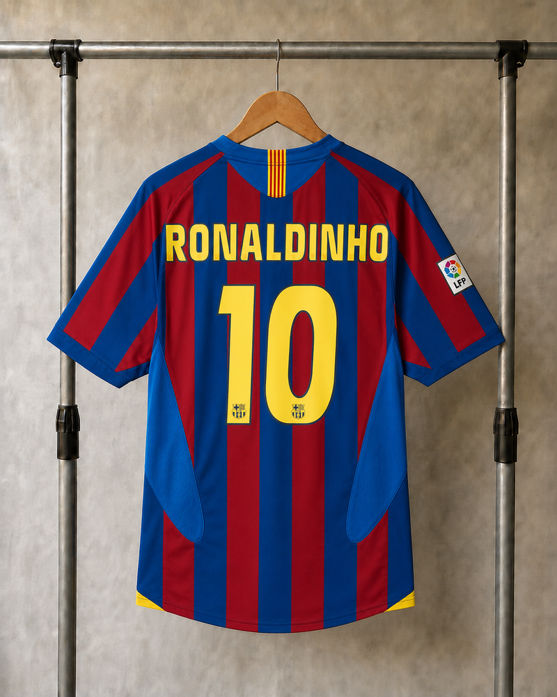 Koszulka Domowa FC Barcelona 2005/06 Ronaldinho 10