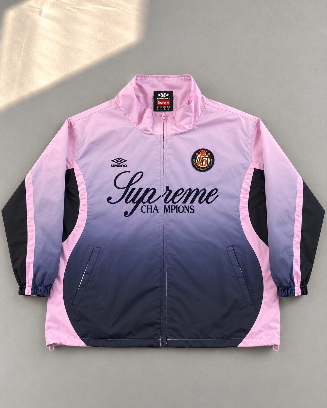 Różowy Komplet Ortalionowy Supreme x Umbro Gradient