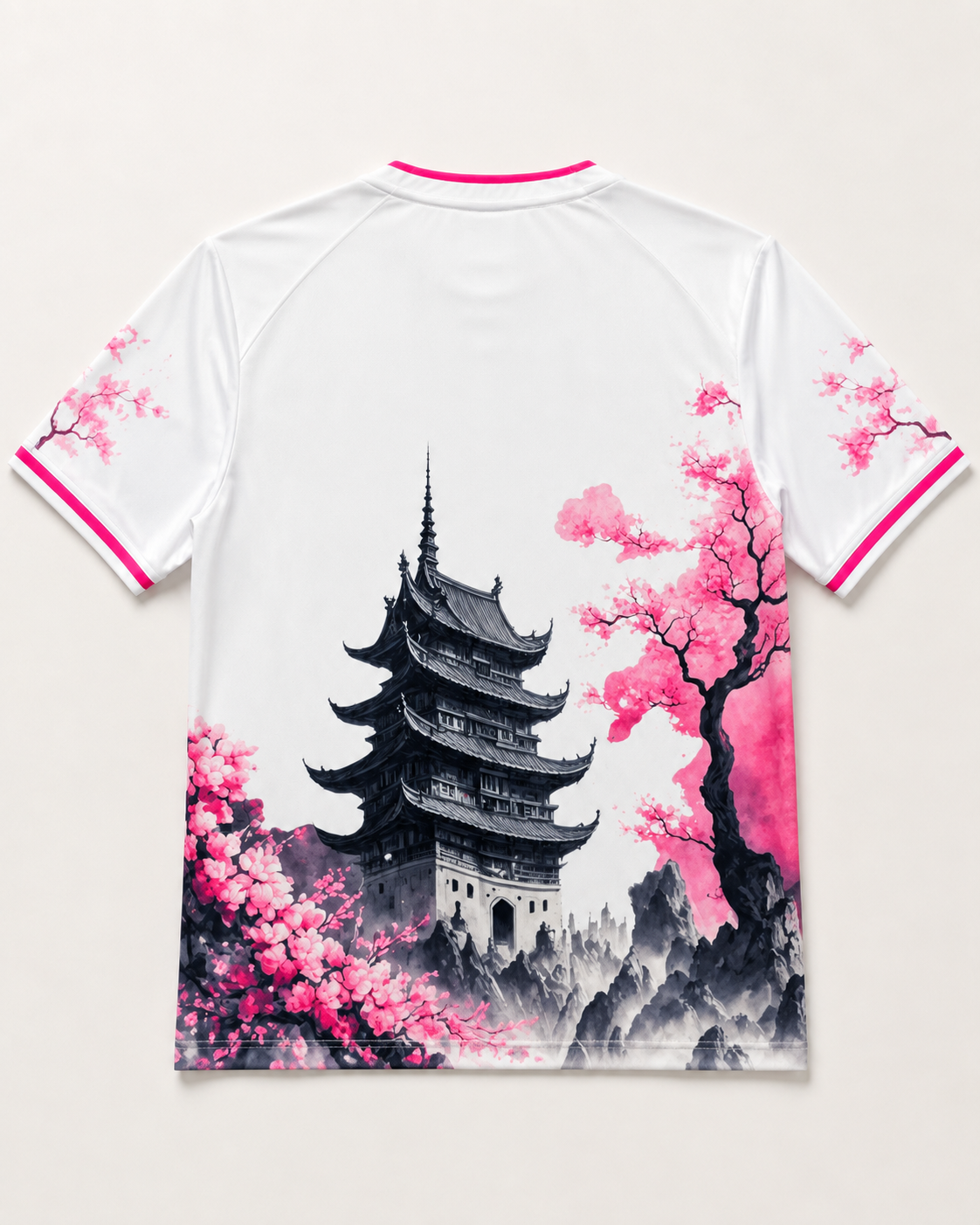 Biała Koszulka Japonia Sakura Dragon